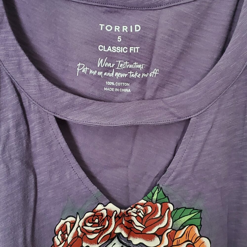 Torrid Tank Top Classic Fit Size 5 Dia de Los Muertos NWT Choker Neck - Picture 3 of 5